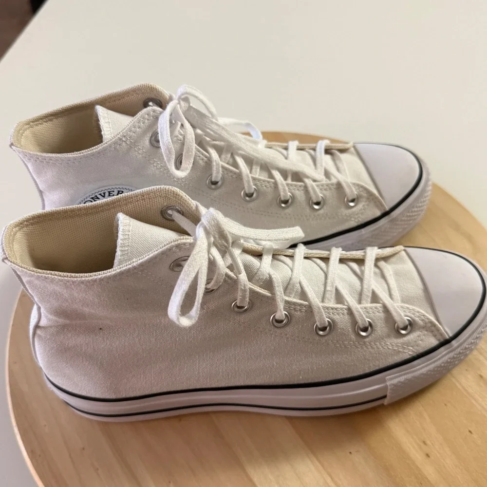 Converse Chuck Taylor All Star Lift‎ Platform High Top White Canvas Sneakers 10 - Picture 3 of 9